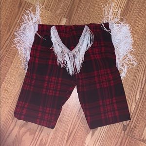 Plaid Leggings with DIY Fringes
